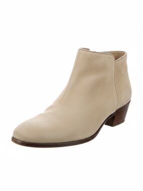 Sam Edelman Light Tan Suede Ankle Boots Block Heel Side Zip Booties – Size 12
